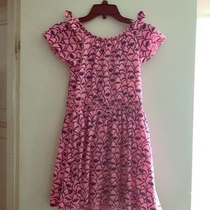 Pink and navy shark dress